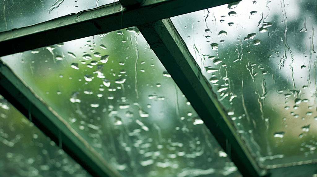 Rain on conservatory roof glass