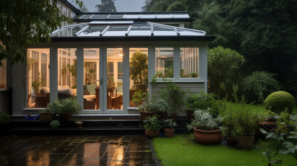 Conservatory on a rainy day