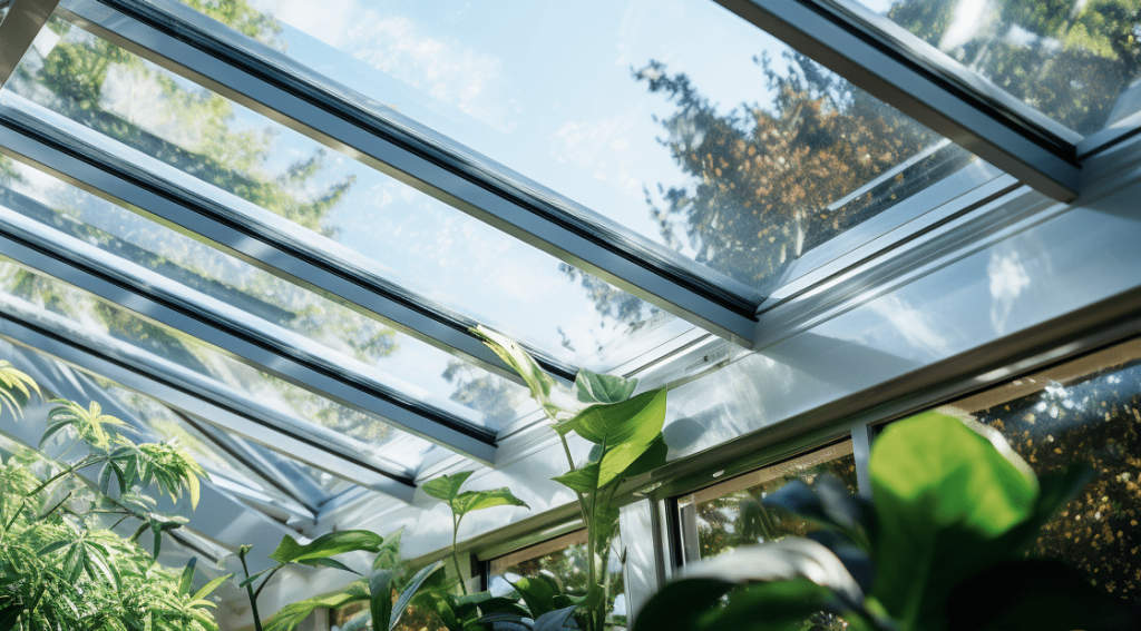 Clear glass conservatory roof